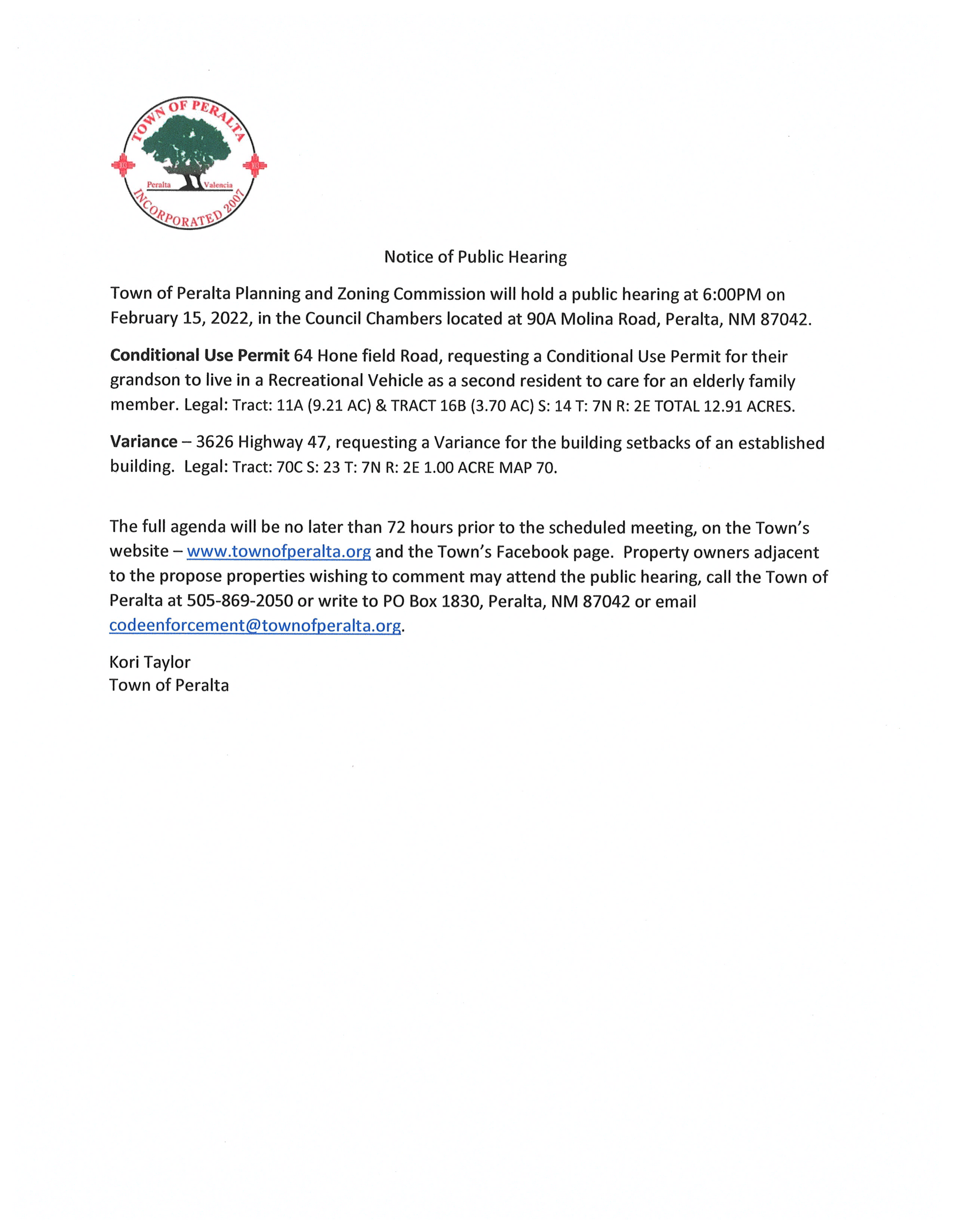 Notice of PH
